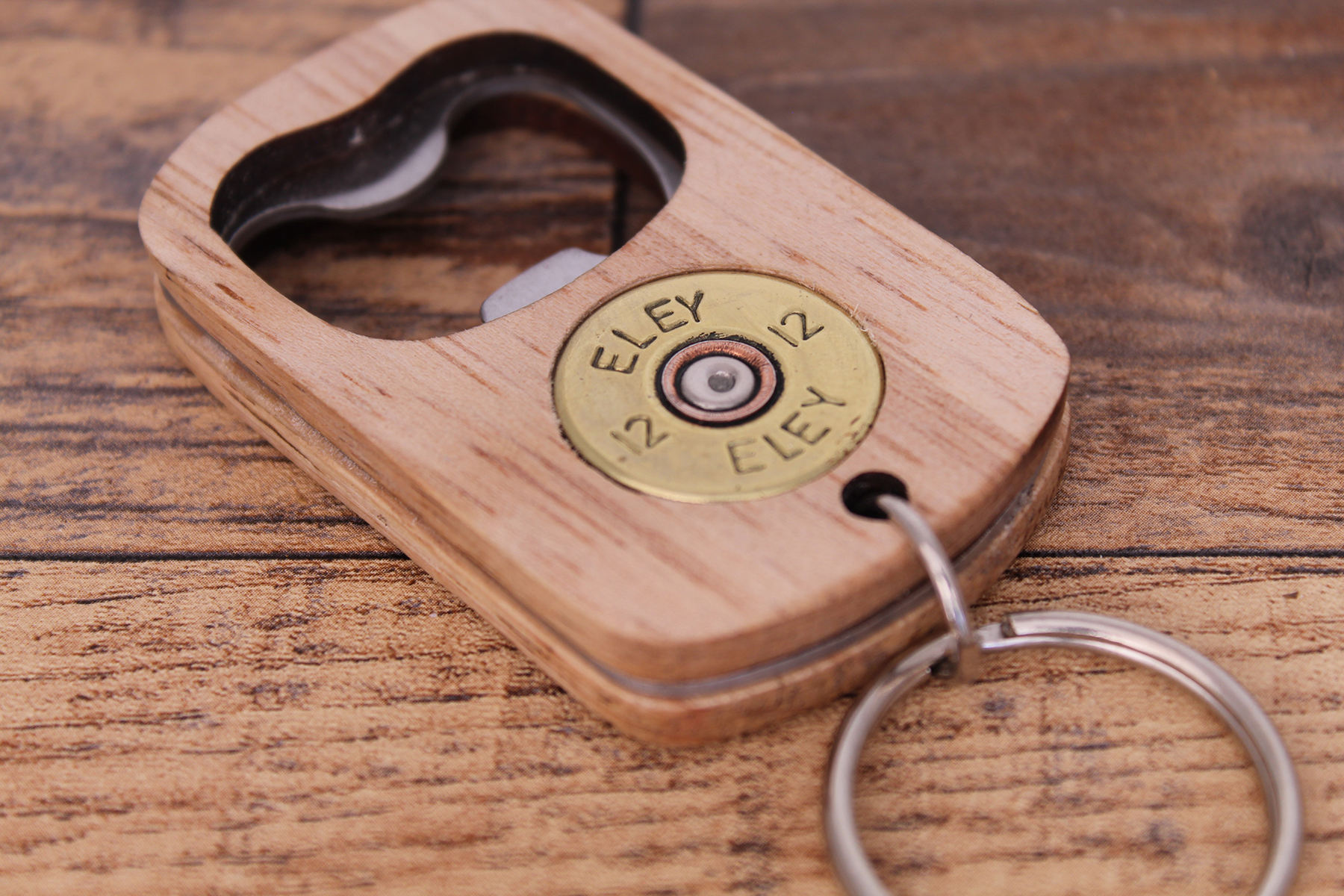 Handmade Wooden Shotgun Cartridge Bottle Opener Keyring